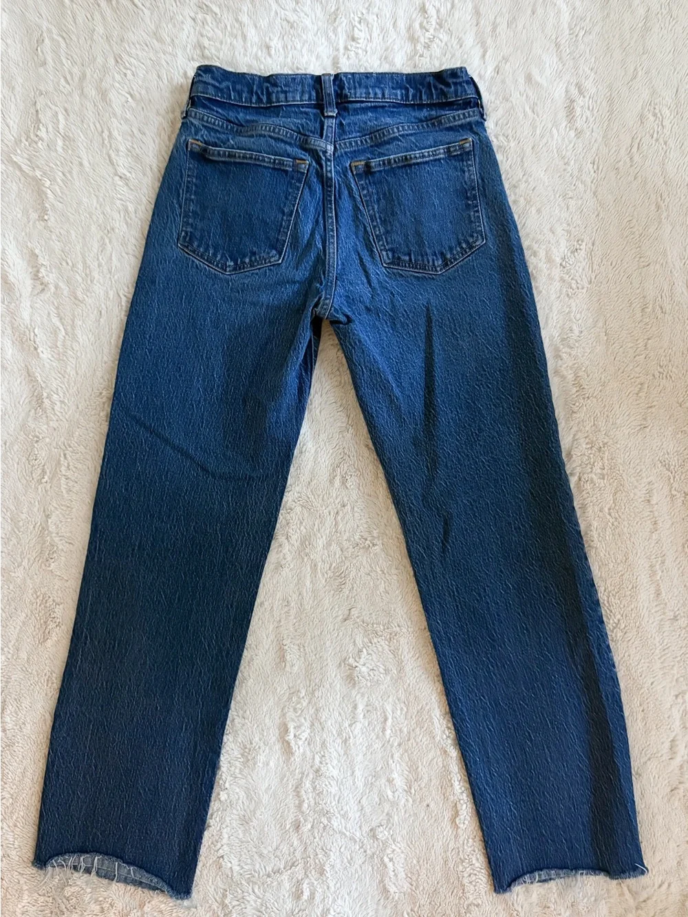 Abercrombie & Fitch The Baggy Low Rise Jeans Raw Hem Dark Wash Size 24